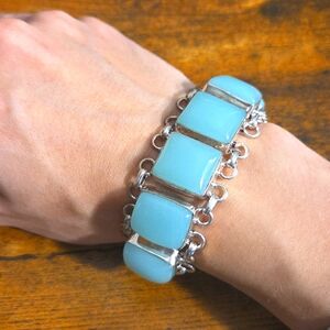 925 Silver Plate Chalcedony Bracelet